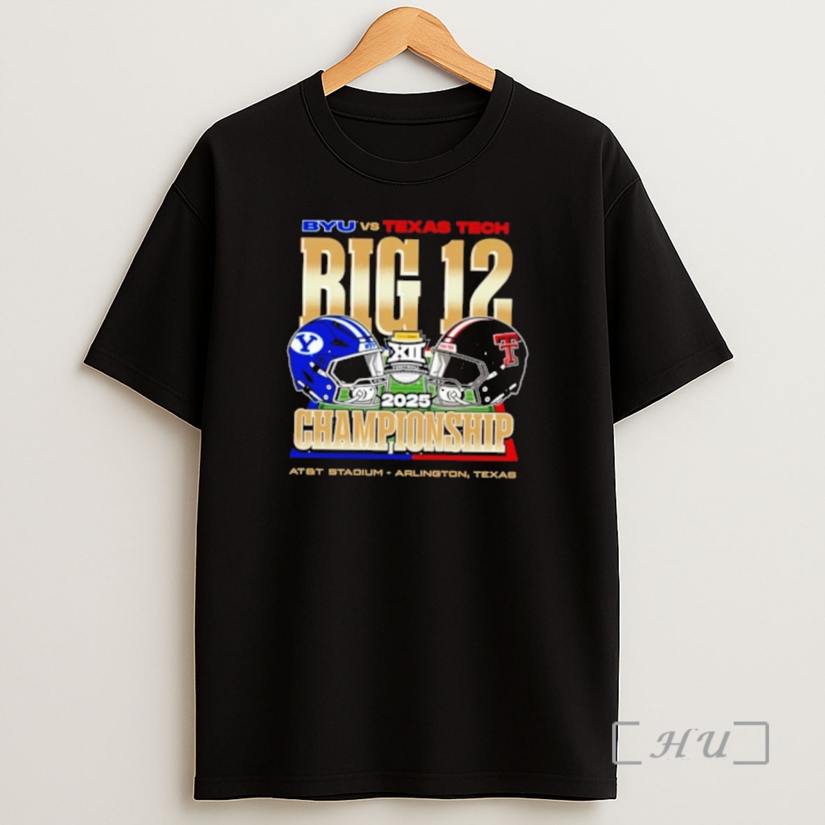 Officials Byu Cougars Vs Texas Tech Red Raiders 2025 Big 12 Football Championship Helmets Premium Shirt Sweatshirt Tee
