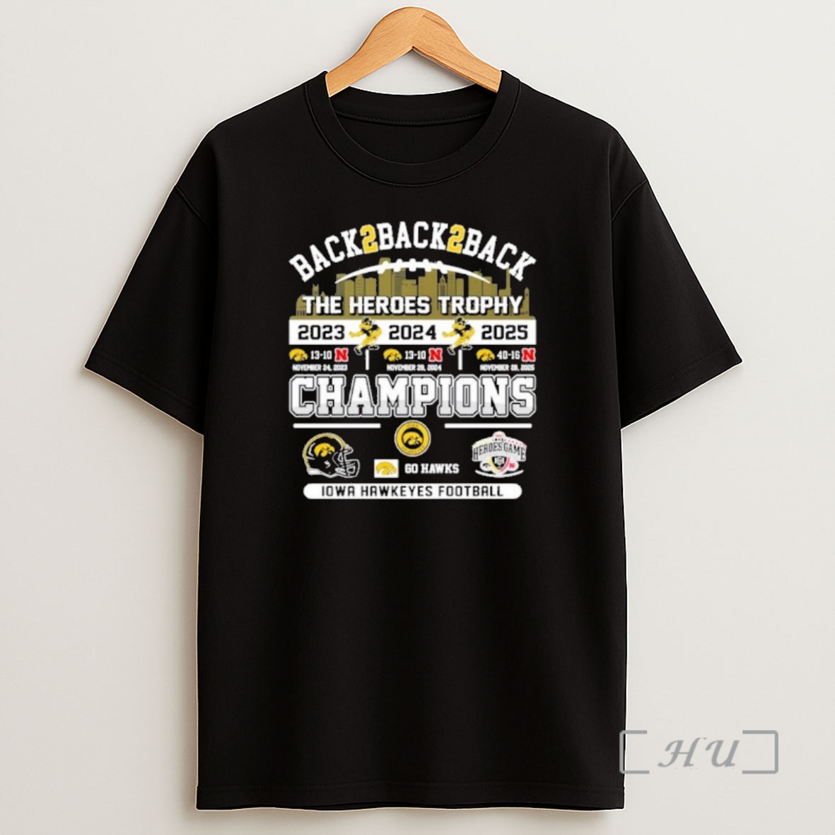 Officials Back 2 Back 2 Back The Heroes Trophy Champions Iowa Hawkeyes Beat Nebraska Premium Shirt Sweatshirt Tee