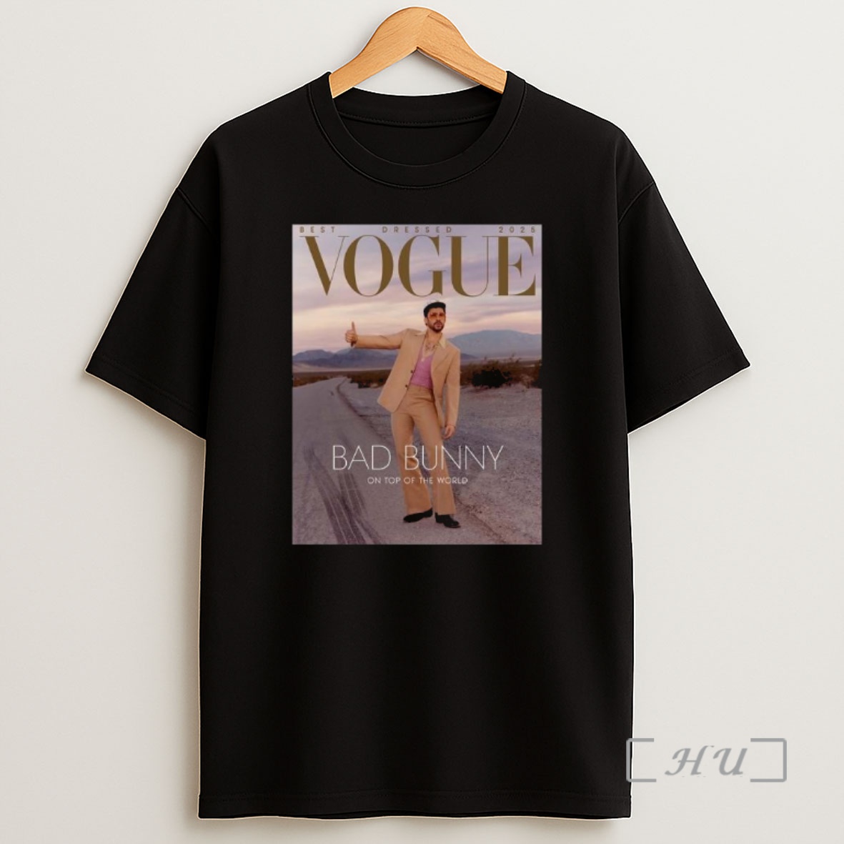 Officials Bad Bunny Graces The Cover Of Vogue Magazine Best Dressed 2025 On Top Of The World Shirt Sweatshirt Tee