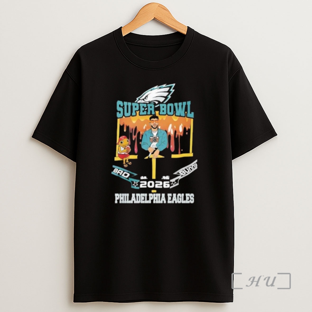 Officials Bad Bunny Philadelphia Eagles Logo Super Bowl 2026 Shirt Sweatshirt Tee
