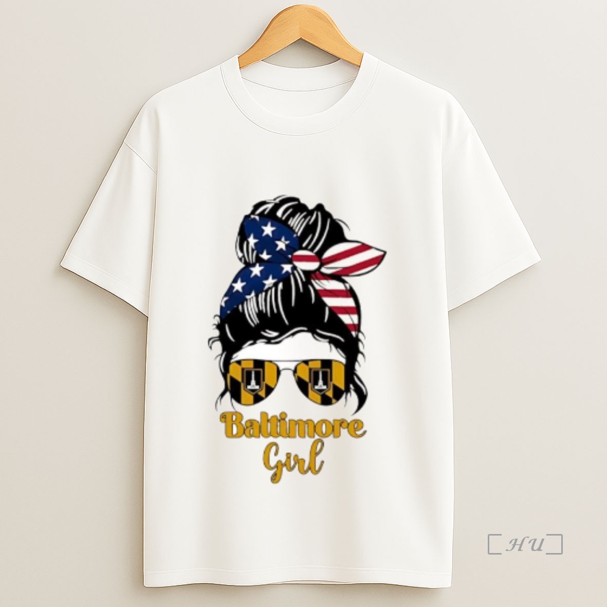 Officials Baltimore Girl Messy Bun America Shirt Sweatshirt Tee