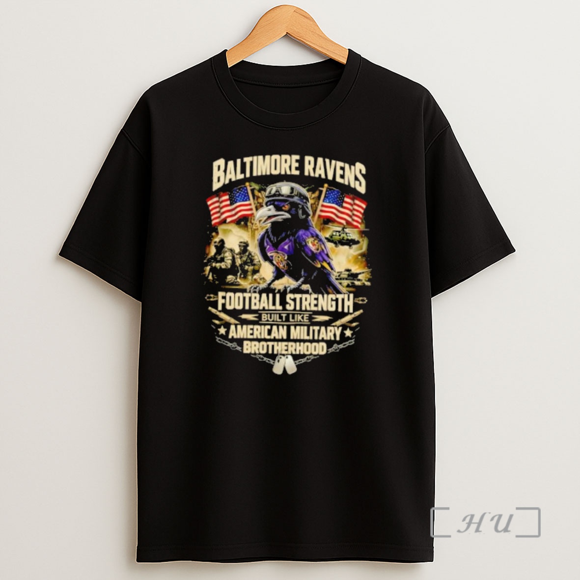 Officials Baltimore Ravens Football Strength Built Like American Military Brotherhood Shirt Sweatshirt Tee