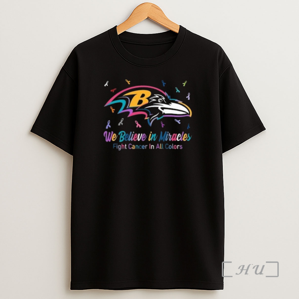 Officials Baltimore Ravens We Believe In Miracles Fight Cancer In All Colors Shirt Sweatshirt Tee
