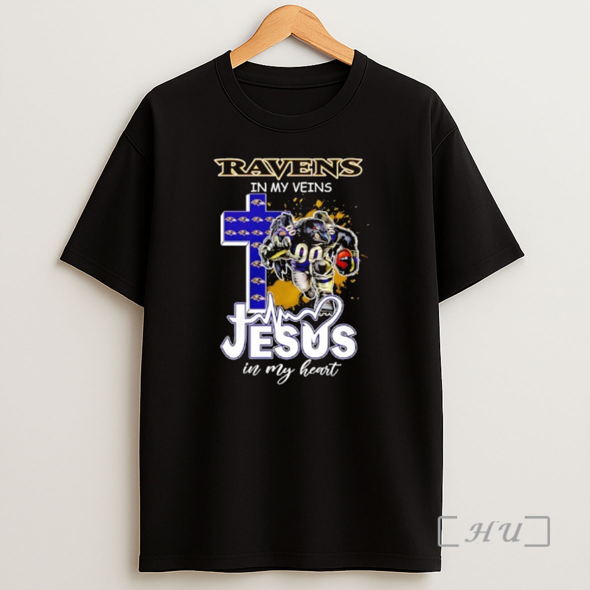 Officials Baltimore Ravens Mascot In My Veins Jesus In My Heart Premium Shirt Sweatshirt Tee