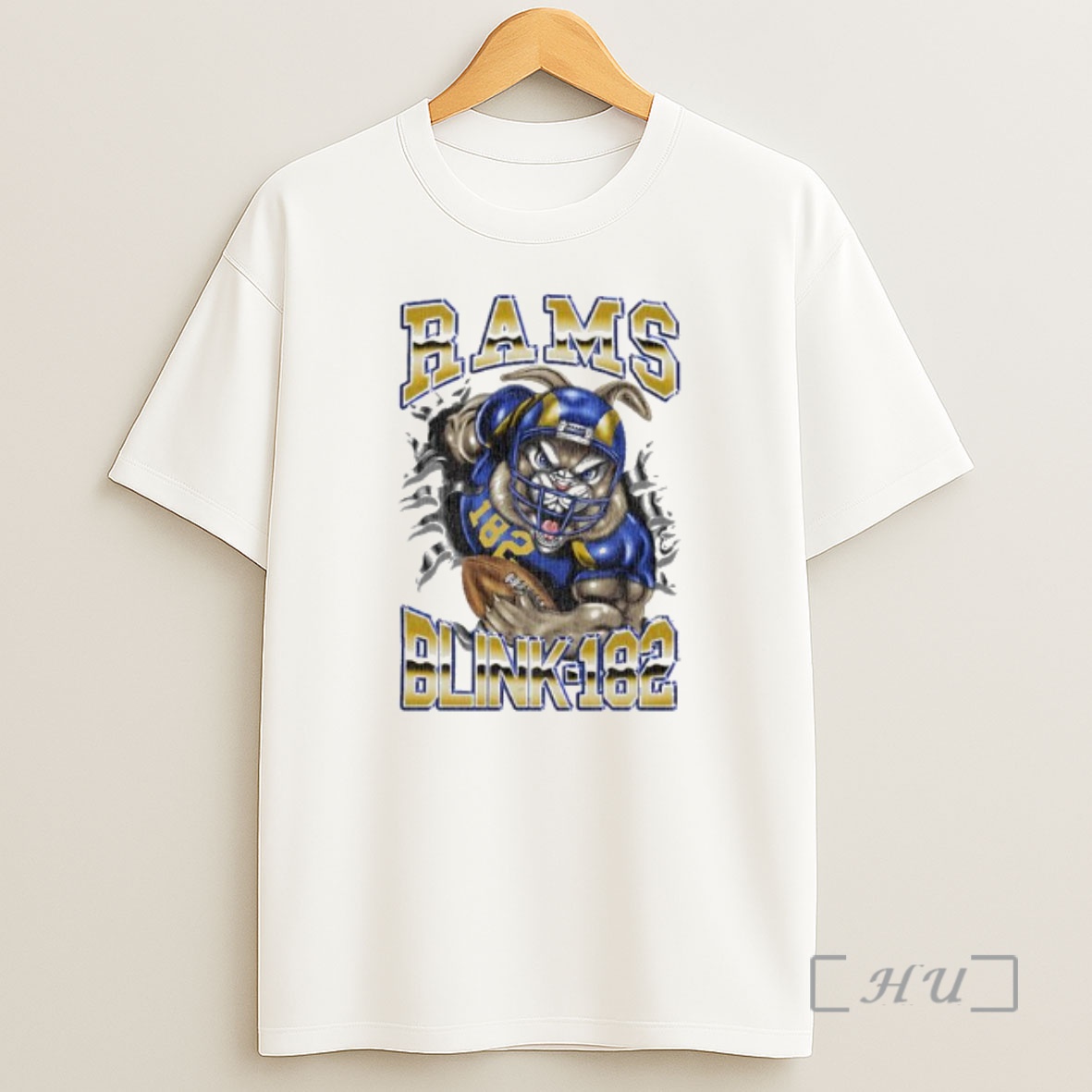 Officials Blink 182 X La Rams Touchdown Circle White Shirt Sweatshirt Tee