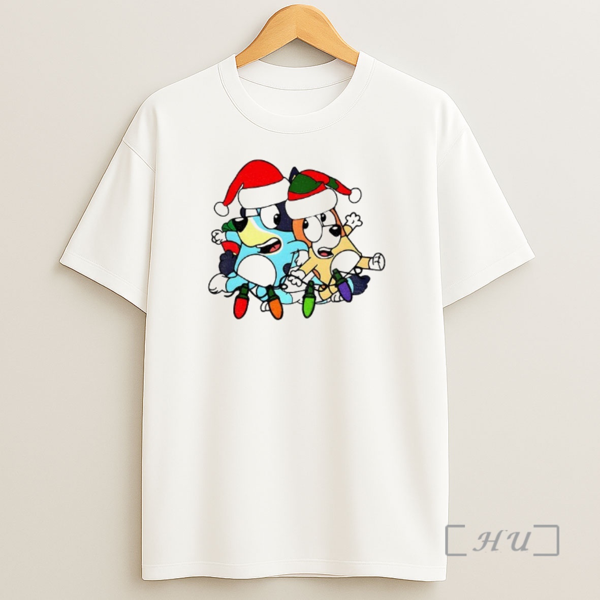 Officials Bluey And Bingo Santa Hat Christmas Lights Merry Christmas 2025 Premium Shirt Sweatshirt Tee