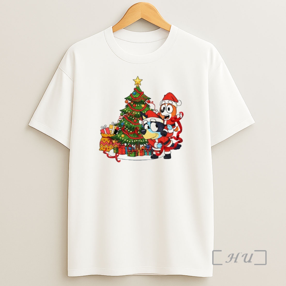 Officials Bluey And Bingo Santa Hat Christmas Tree Merry Christmas Premium Shirt Sweatshirt Tee