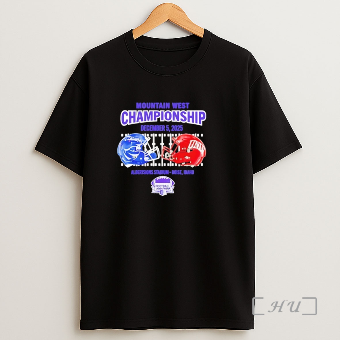 Officials Boise State Vs Unlv 2025 Mountain West Championship Mens Dueling Helmet Shirt Sweatshirt Tee
