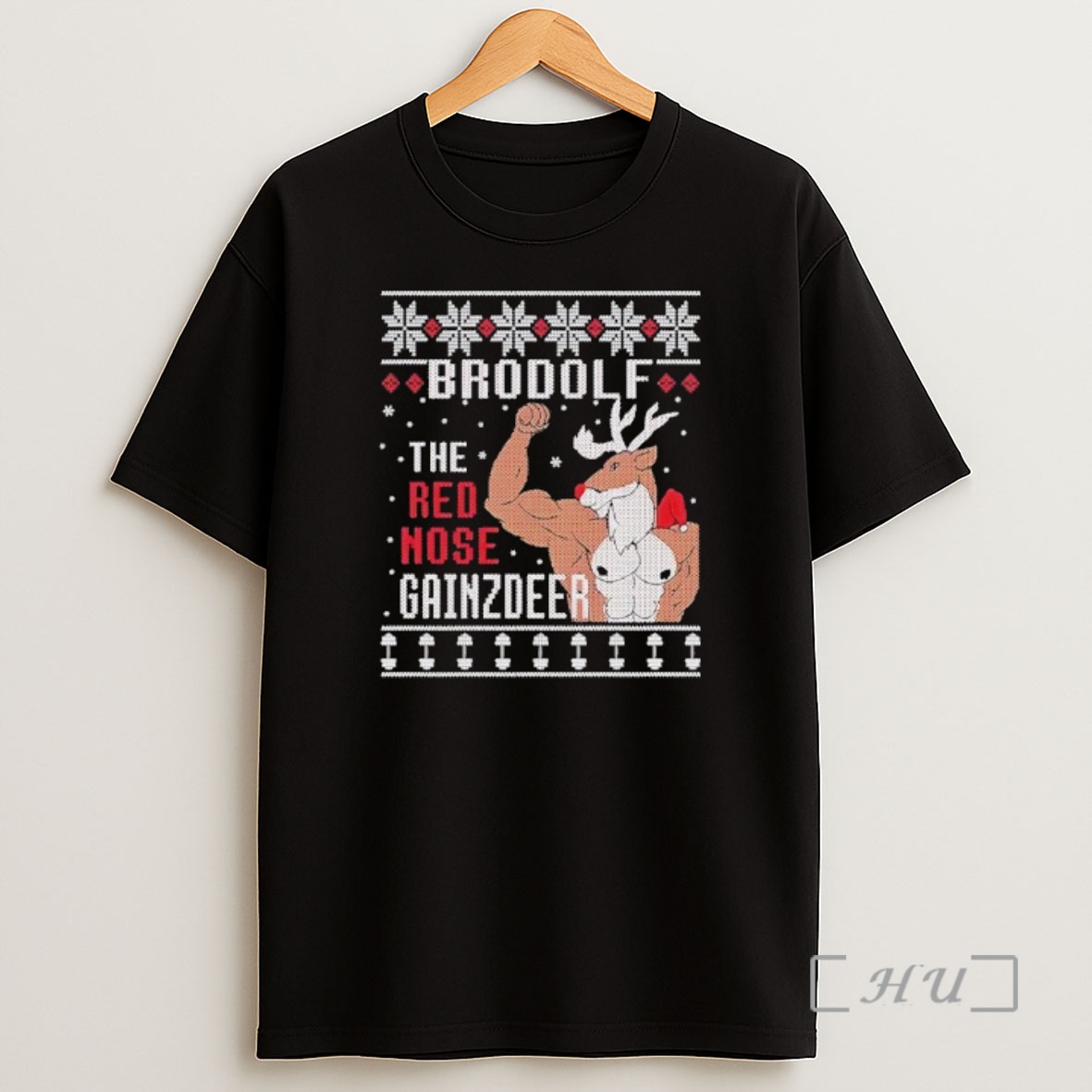 Officials Brodolf The Red Nose Gainzdeer Deadlift Christmas Shirt Sweatshirt Tee