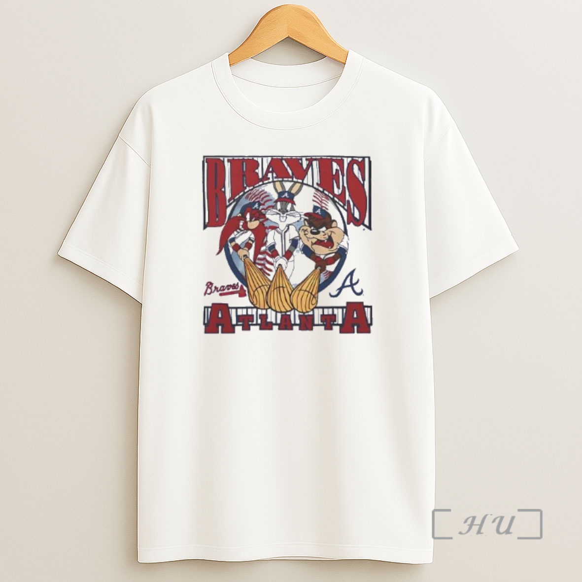 Officials Bugs Bunny And Tasmanian Devil Atlanta Braves Looney Tunes 90s Premium Shirt Sweatshirt Tee