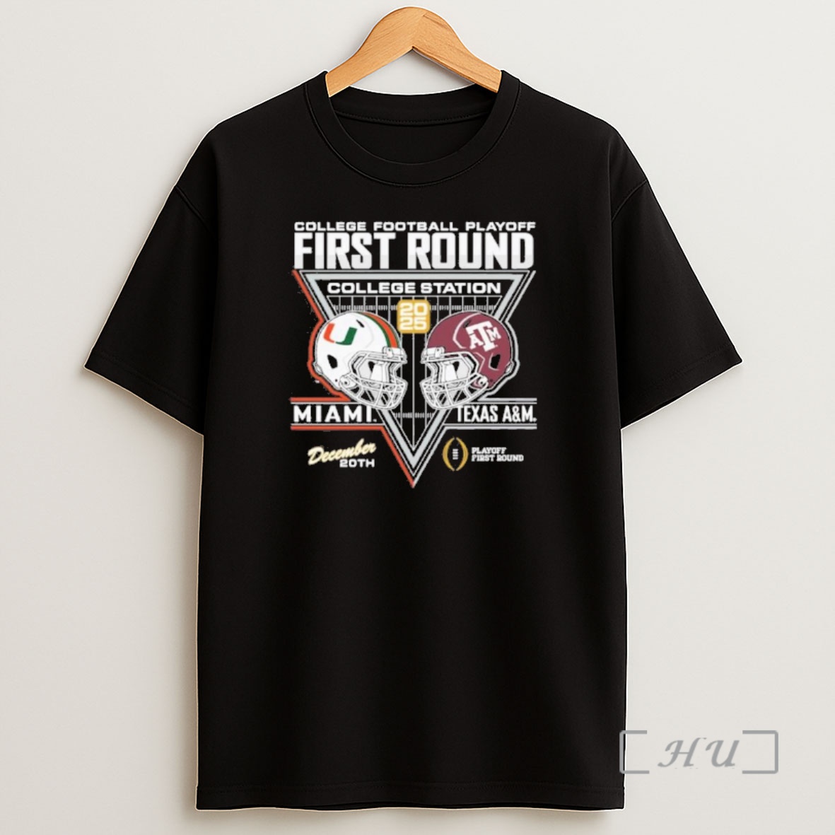 Officials Cfp First Round Miami Hurricanes Vs Texas Am Aggies Dual Helmet Shirt Sweatshirt Tee