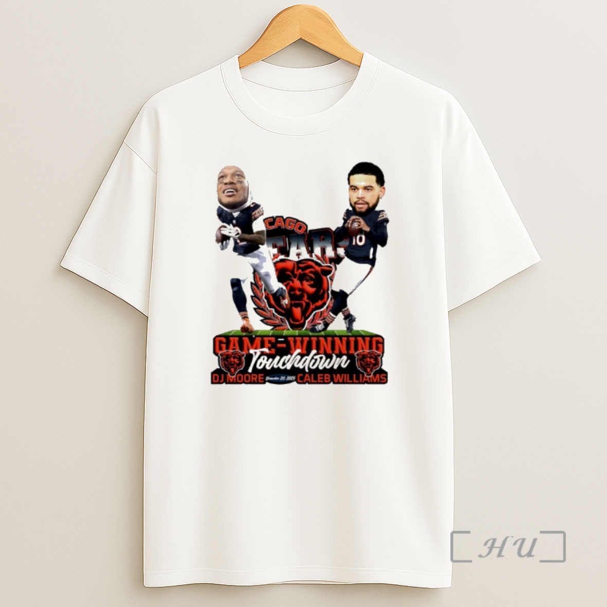 Officials Caleb Williams And Dj Moore Chicago Bears Overtime Winning Touchdown Caricature Shirt Sweatshirt Tee