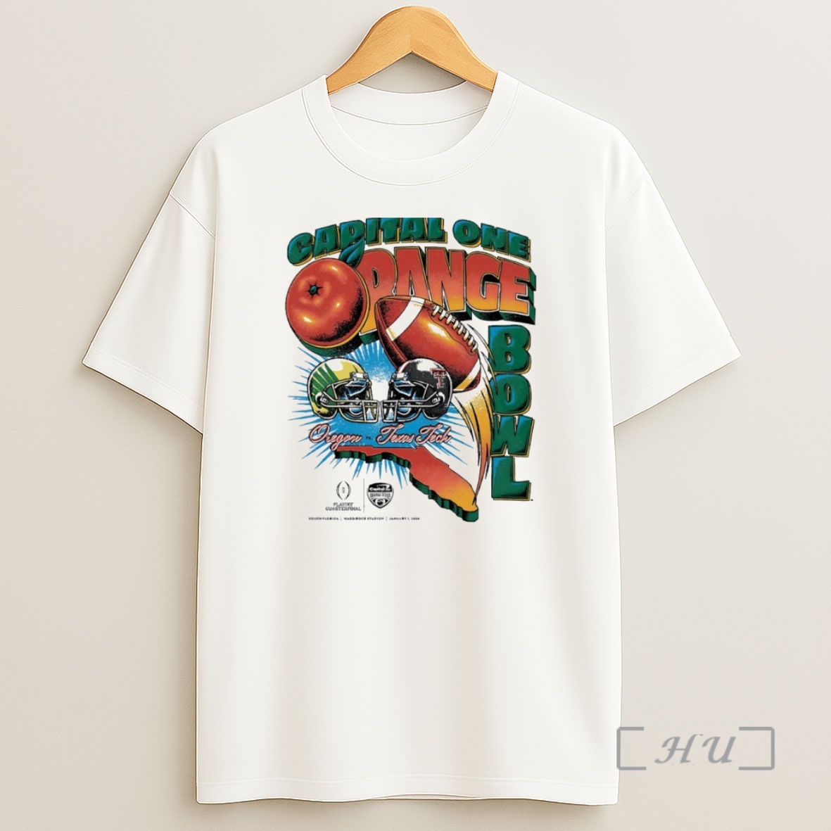 Officials Capital One Orange Bowl 2026 Oregon Ducks Vs Texas Tech Red Raiders Matchup Circle Shirt Sweatshirt Tee
