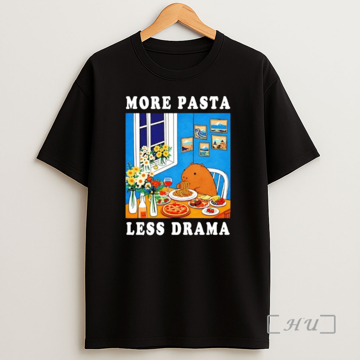 Officials Capybara More Pasta Less Drama Italian Food Shirt Sweatshirt Tee