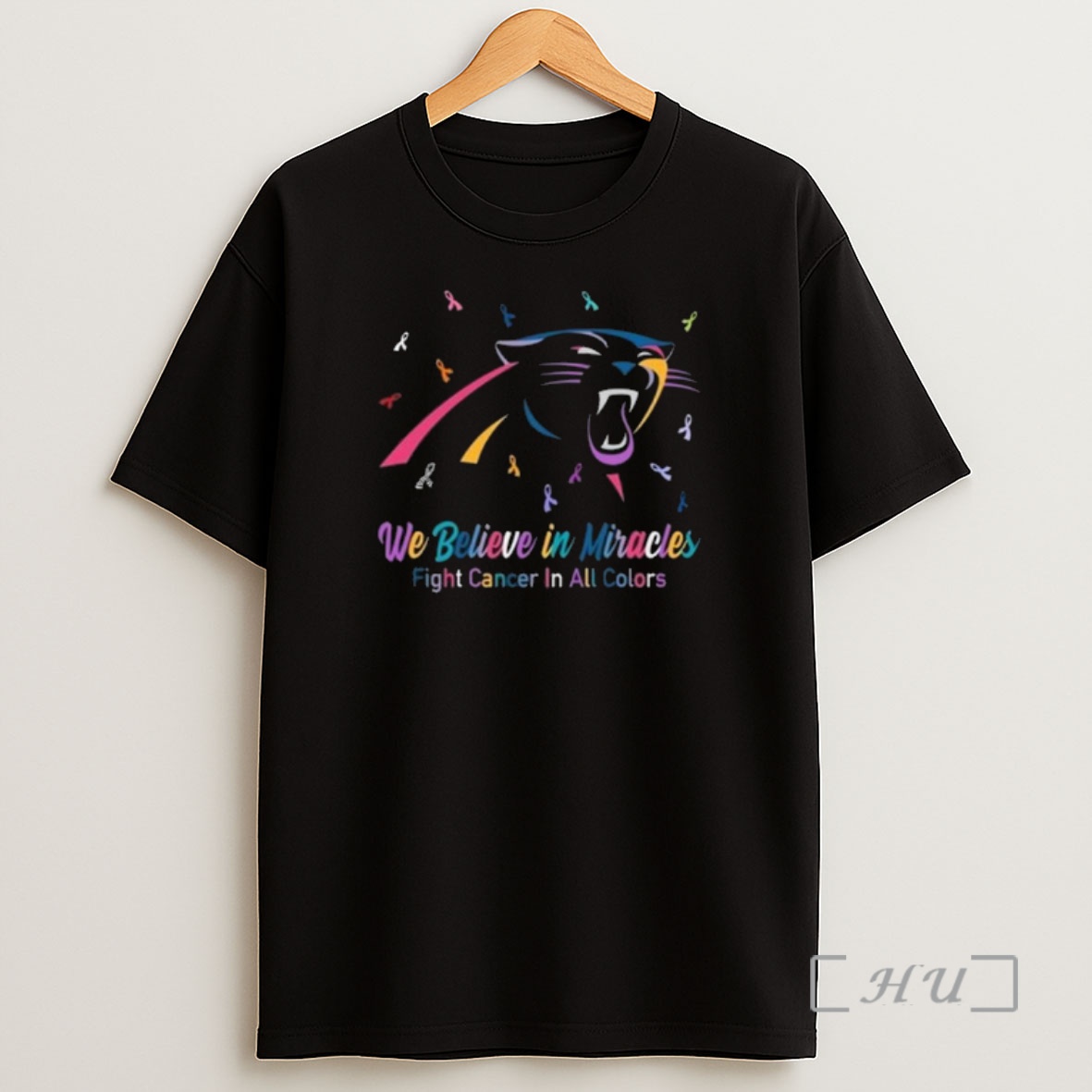 Officials Carolina Panthers We Believe In Miracles Fight Cancer In All Colors Shirt Sweatshirt Tee