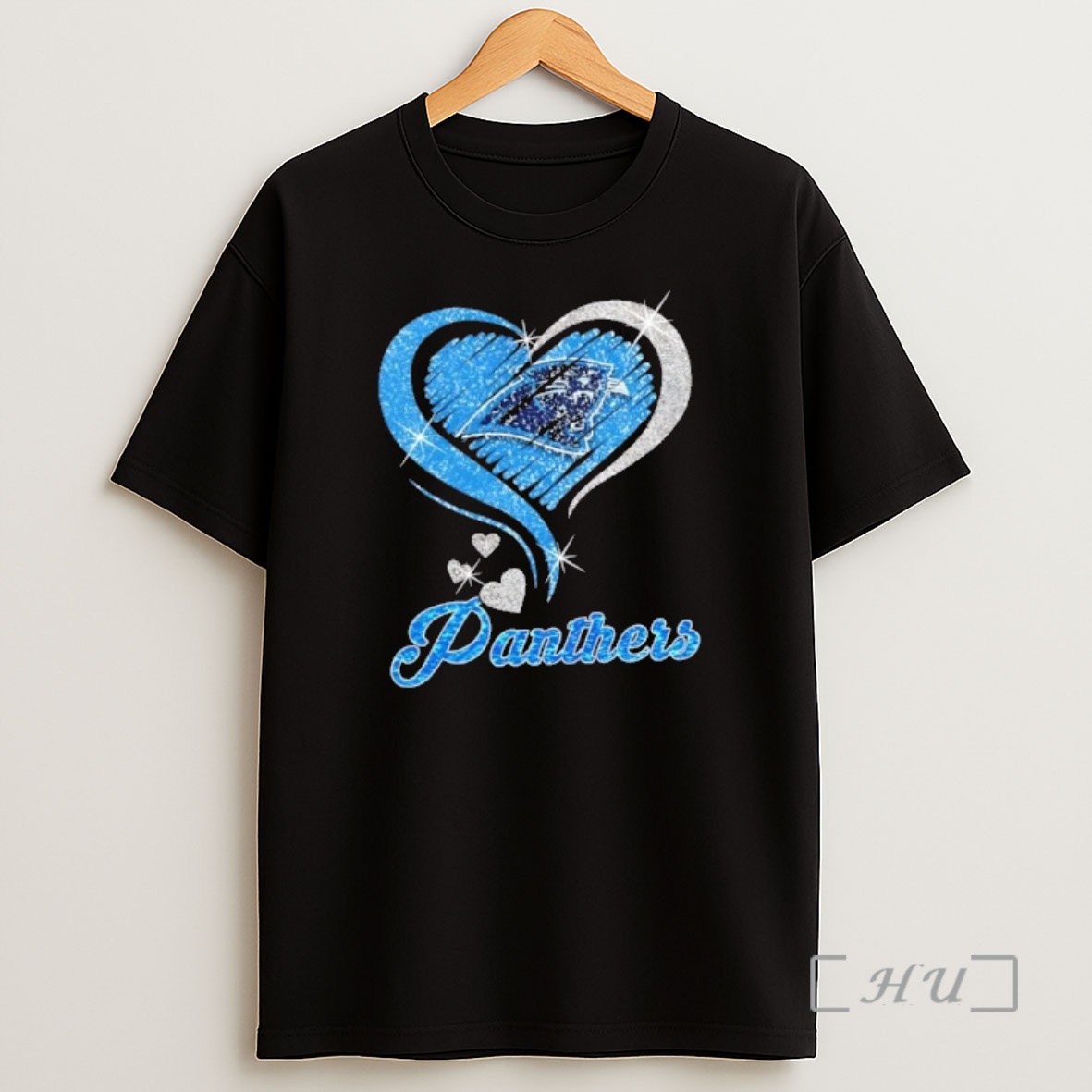 Officials Carolina Panthers Football In Glitter Heart Fans Shirt Sweatshirt Tee
