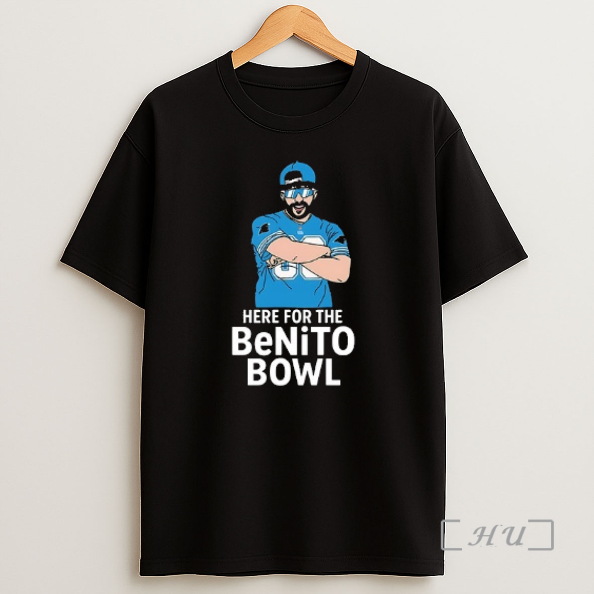 Officials Carolina Panthers X Super Bowl Halftime Here For The Benito Bowl Art Double Sided Graphic Shirt Sweatshirt Tee