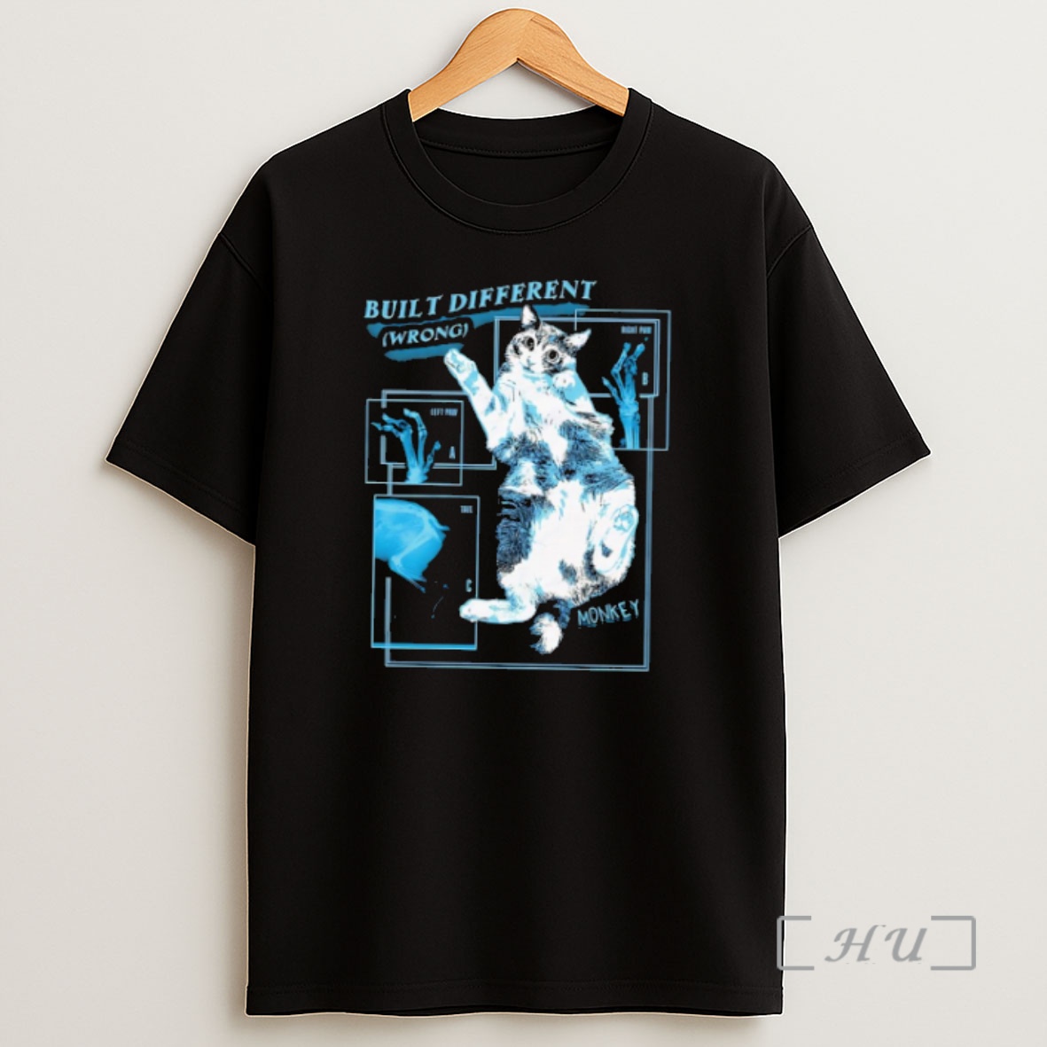 Officials Cat Built Different Wrong Monkey Black Shirt Sweatshirt Tee