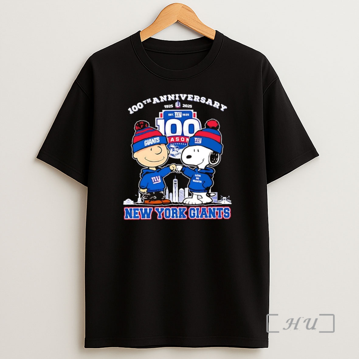 Officials Charlie Brown Snoopy Fist Pump 100th Anniversary 1925 2025 Ny Giants Shirt Sweatshirt Tee
