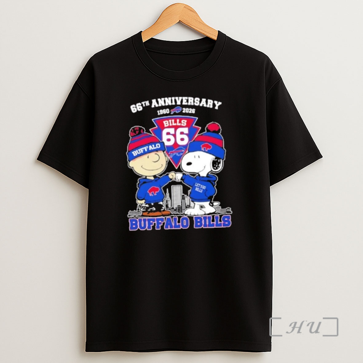 Officials Charlie Brown And Snoopy Super Bowl 66th Anniversary 1960 2026 Buffalo Bills Football Skyline Shirt Sweatshirt Tee