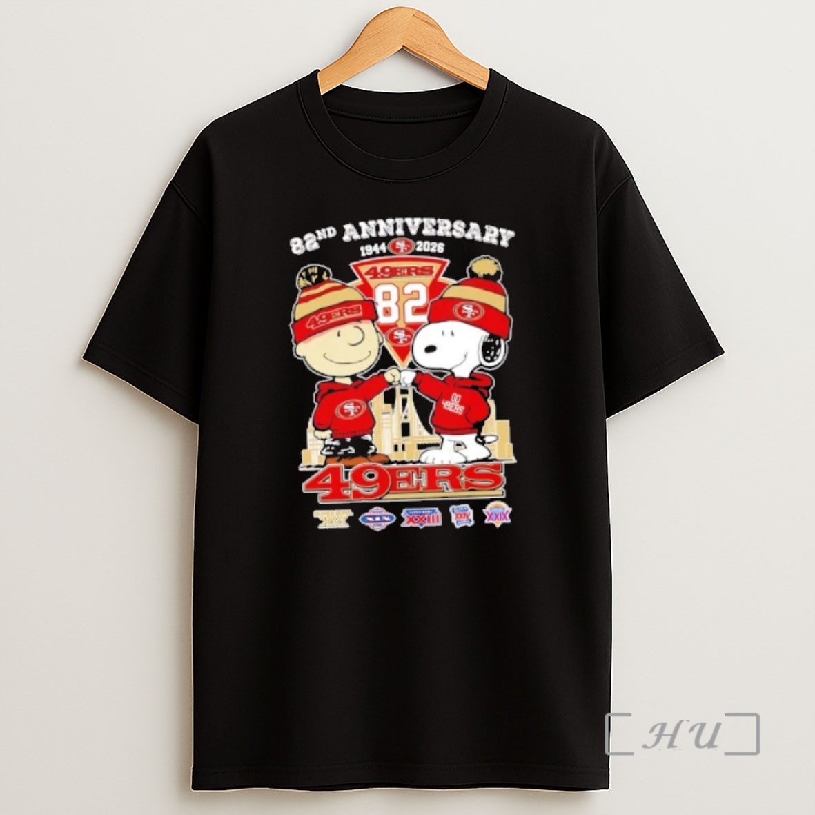 Officials Charlie Brown And Snoopy Super Bowl 82nd Anniversary 1944 2026 San Francisco 49ers Football Skyline Shirt Sweatshirt Tee