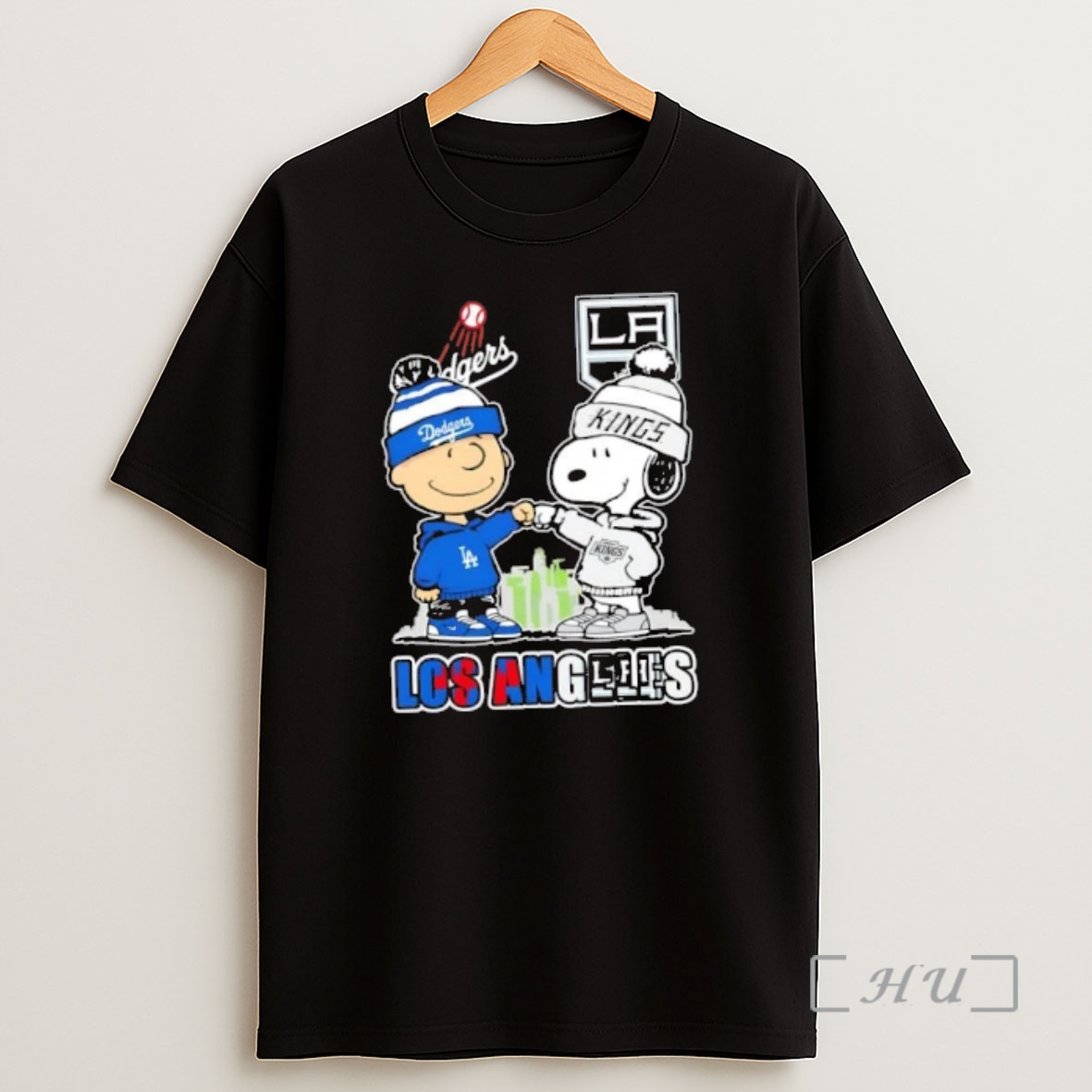 Officials Charlie Brown Fist Bump Snoopy Los Angeles City Sports Dodgers X Kings Skyline Shirt Sweatshirt Tee