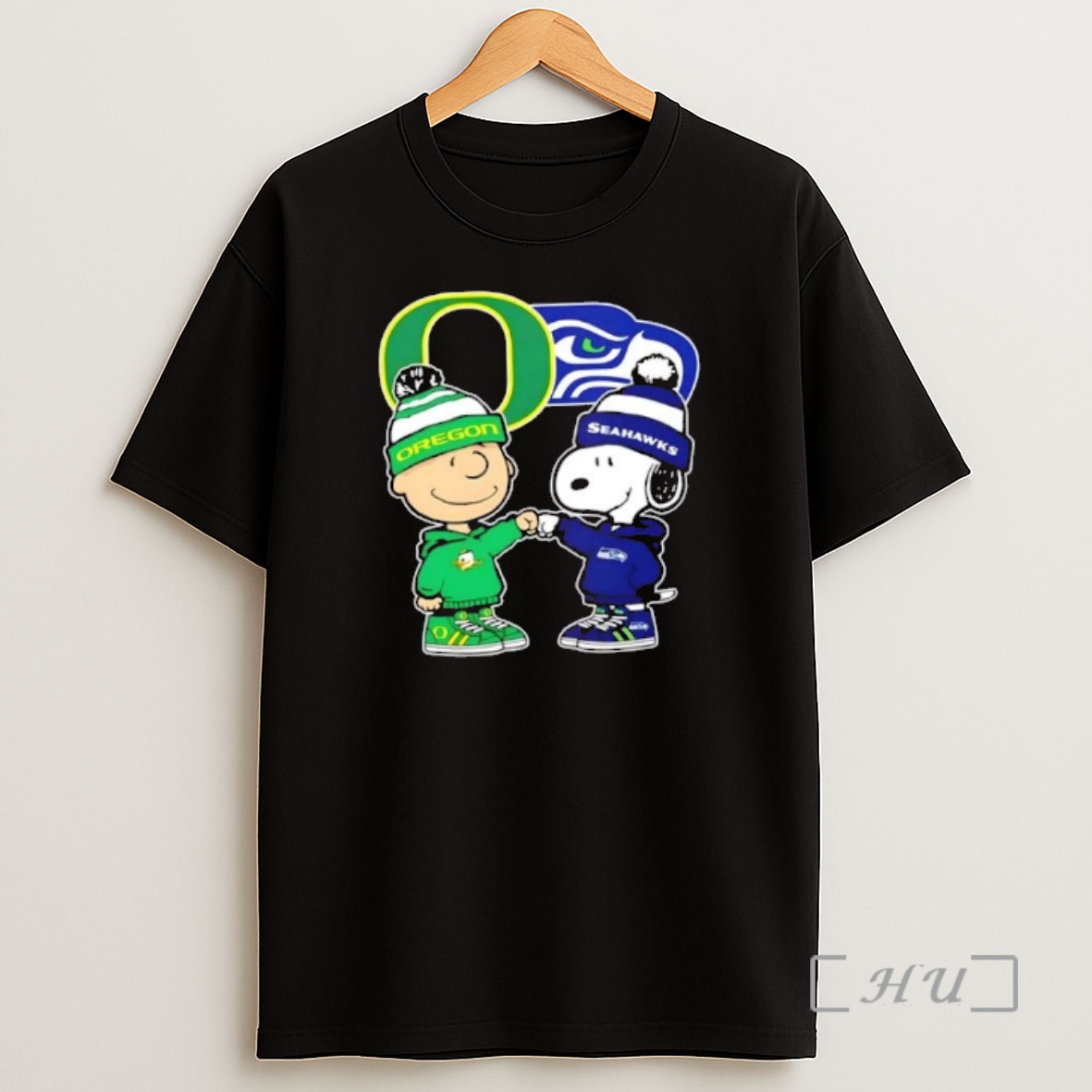 Officials Charlie Brown Fist Bump Snoopy Oregon Ducks X Seattle Seahawks Shirt Sweatshirt Tee