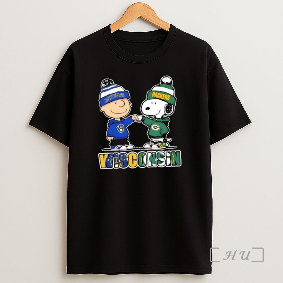Officials Charlie Brown Fist Bump Snoopy Wisconsin City Sports Milwaukee Brewers X Green Bay Packers Shirt Sweatshirt Tee