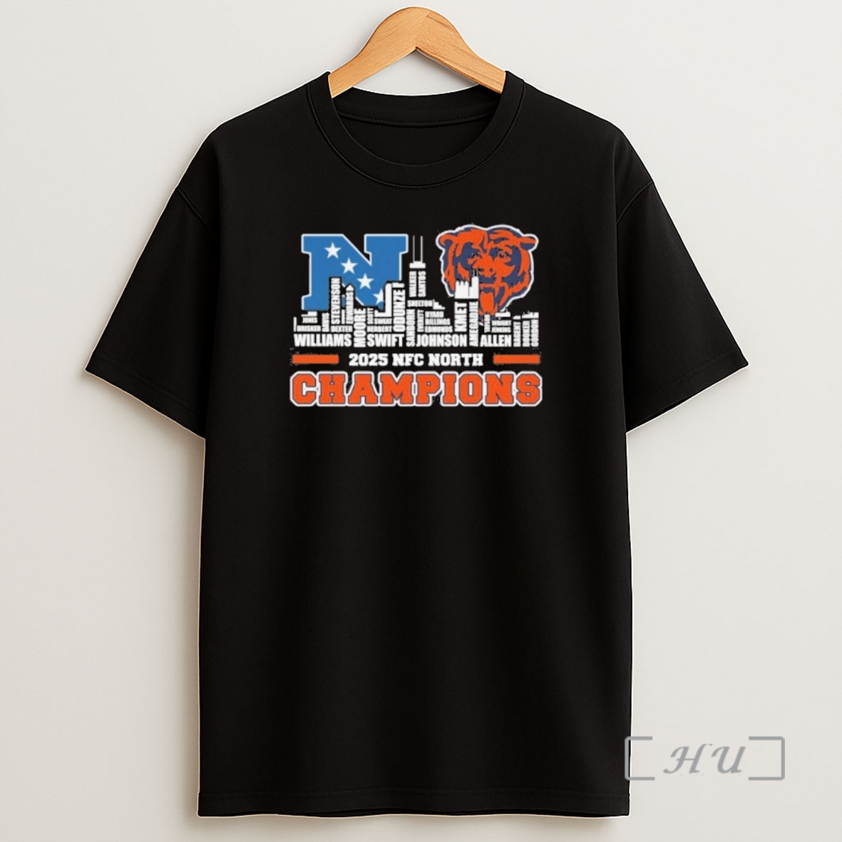 Officials Chicago Bears Skyline Typo Team 2025 Nfc North Division Champions Shirt Sweatshirt Tee