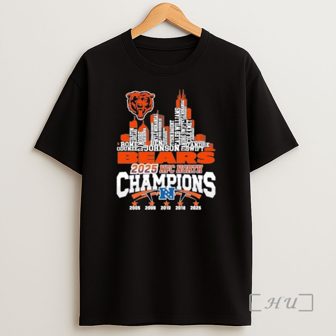 Officials Chicago Bears Typo Team Name Nfc North Champions Shirt Sweatshirt Tee
