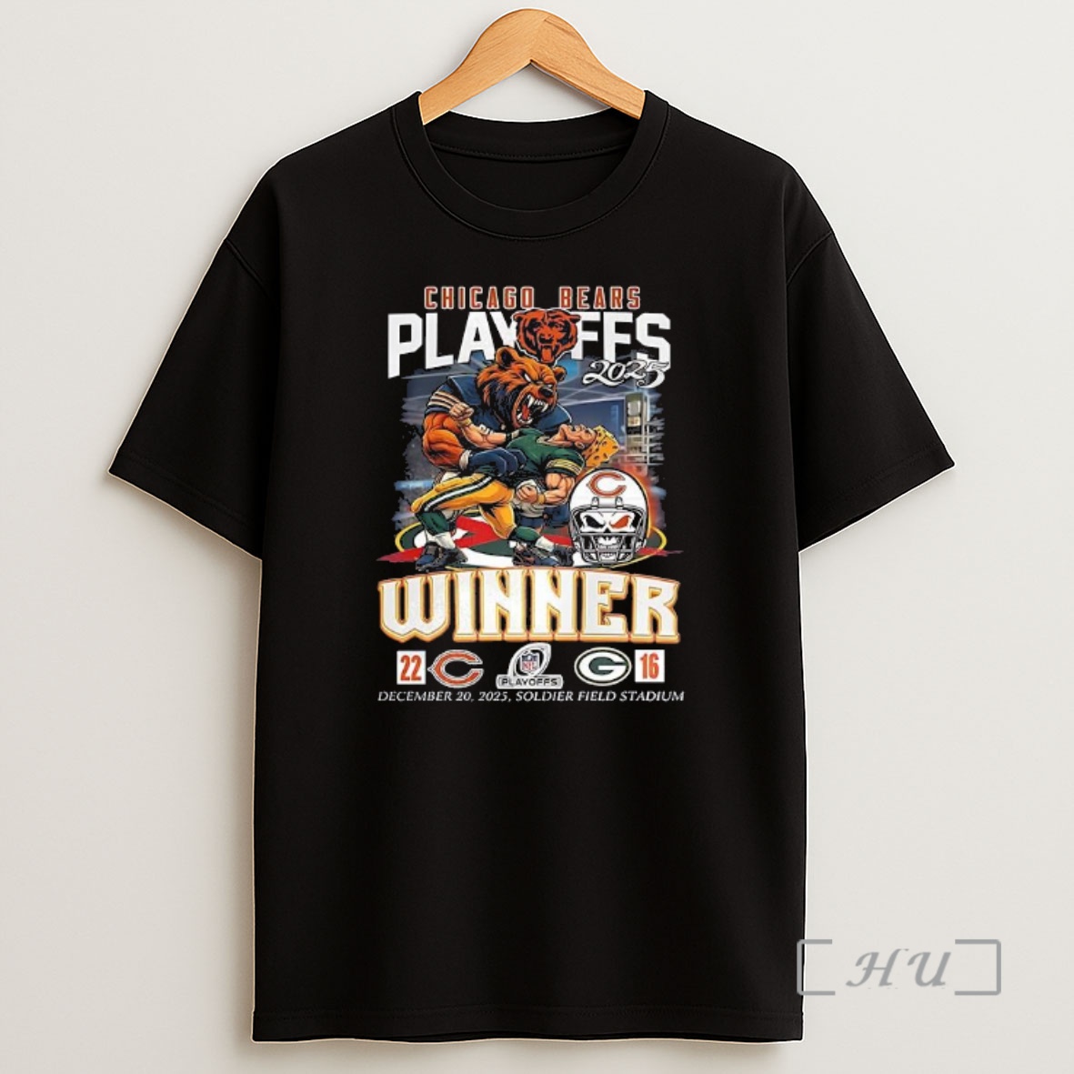 Officials Chicago Bears Beat Green Bay Packers Nfl 2025 Playoffs Winner Finals Score Mascot Shirt Sweatshirt Tee
