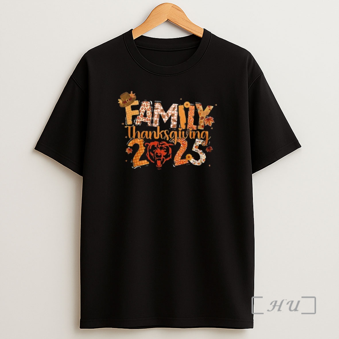 Officials Chicago Bears X Family Thanksgiving Turkey Double Sided Graphic Shirt Sweatshirt Tee