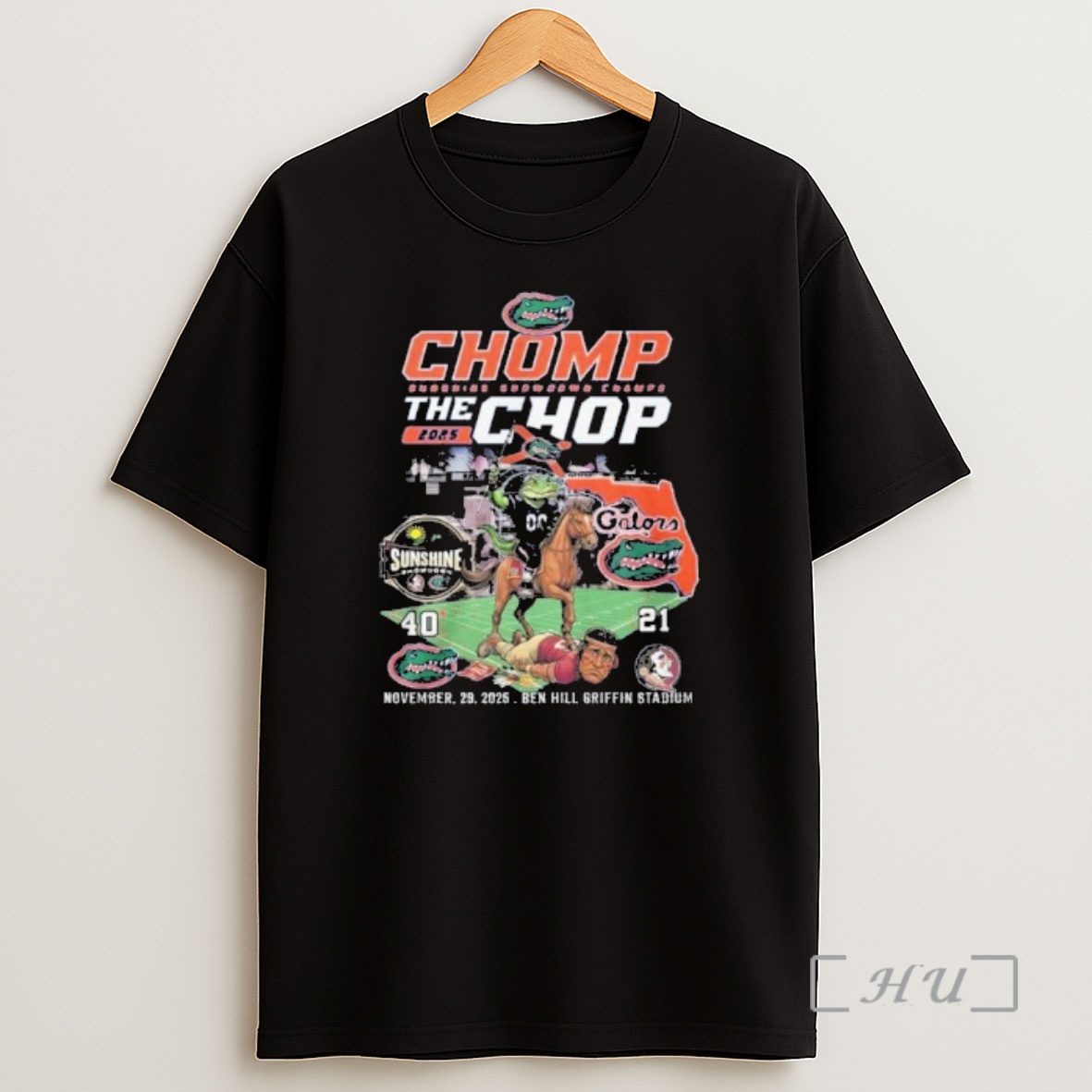 Officials Chomp The Chop 2025 Florida Gators Sunshine Showdown Champions Premium Shirt Sweatshirt Tee