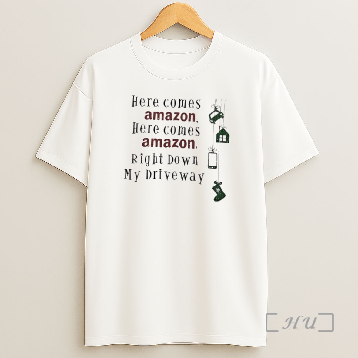 Officials Christmas Here Comes Amazon Right Down My Driveway Shirt Sweatshirt Tee