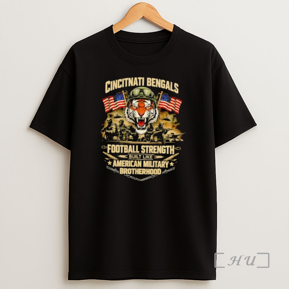 Officials Cincinnati Bengals Football Strength Built Like American Military Brotherhood Shirt Sweatshirt Tee