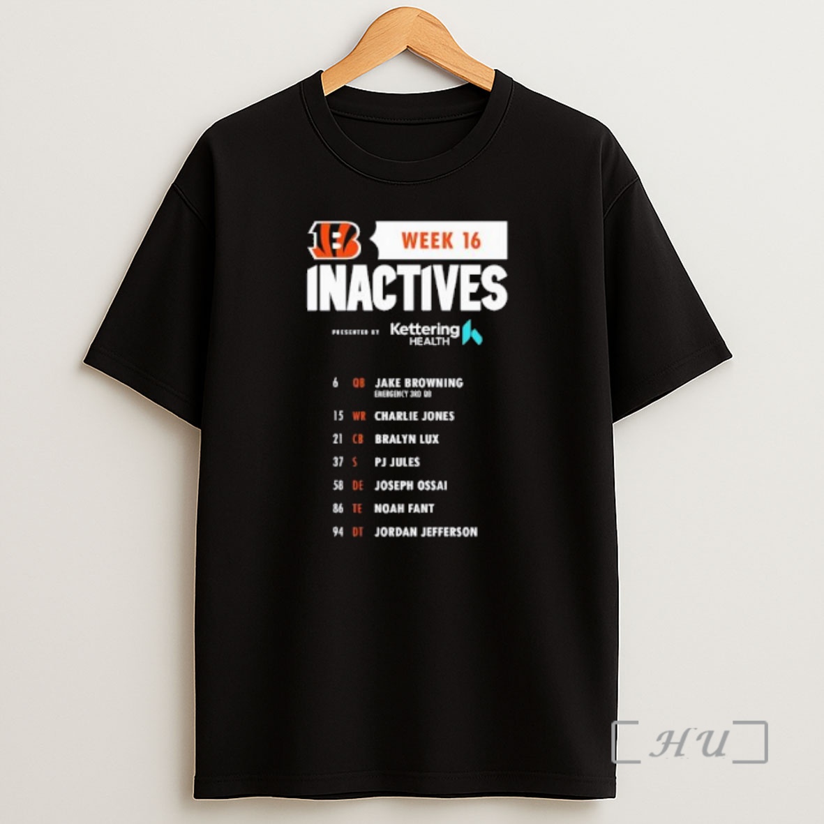 Officials Cincinnati Bengals Week 16 Inactives Presented By Kettering Health Shirt Sweatshirt Tee
