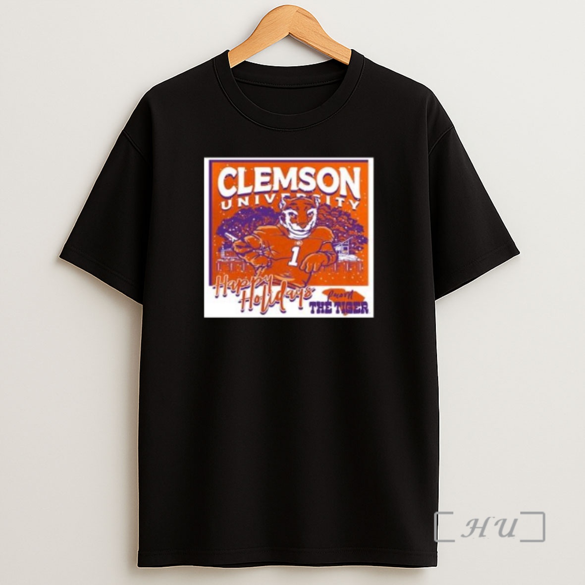 Officials Clemson Tigers Snowy Polaroid Circle Black Shirt Sweatshirt Tee