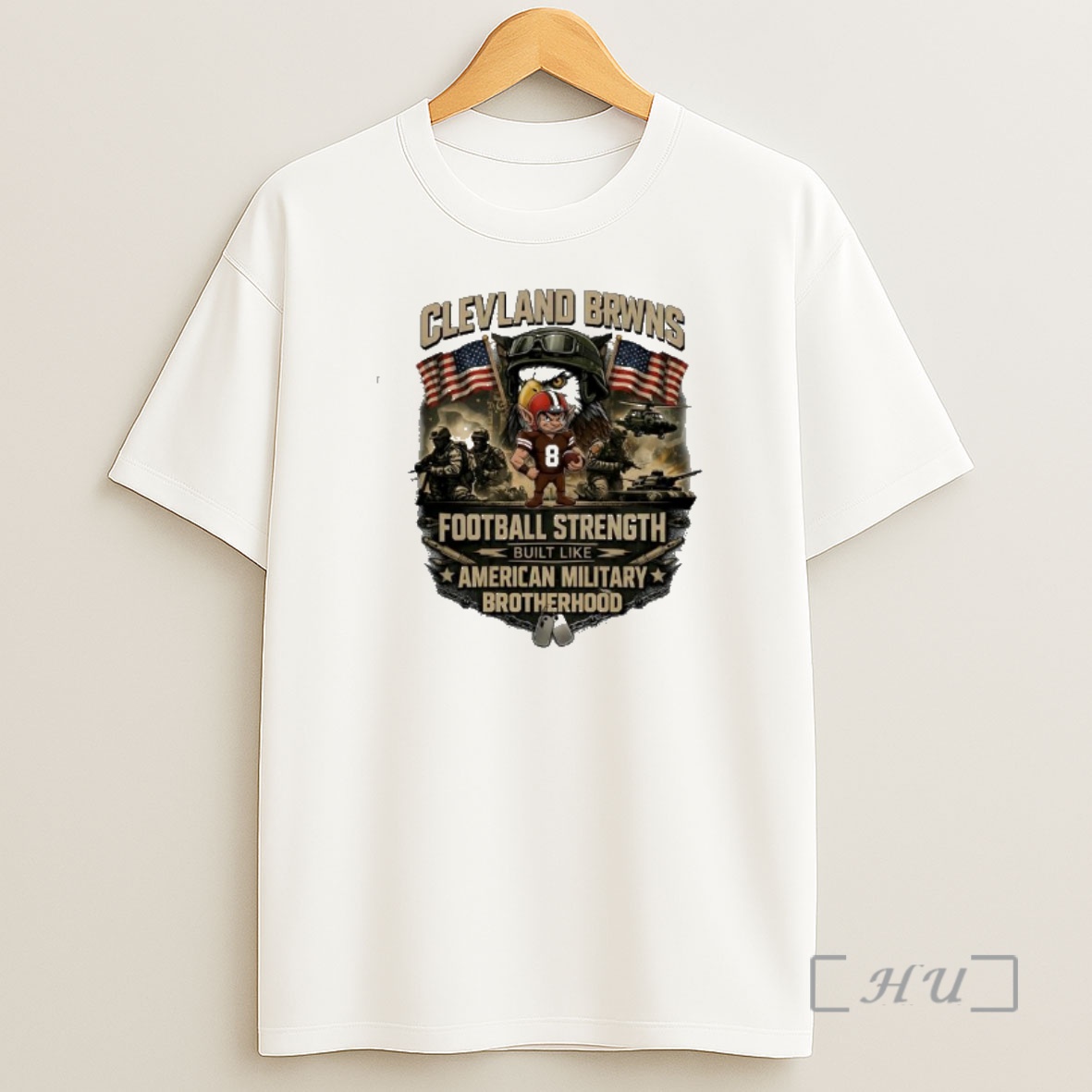 Officials Cleveland Browns Football Strength Built Like American Military Brotherhood Shirt Sweatshirt Tee