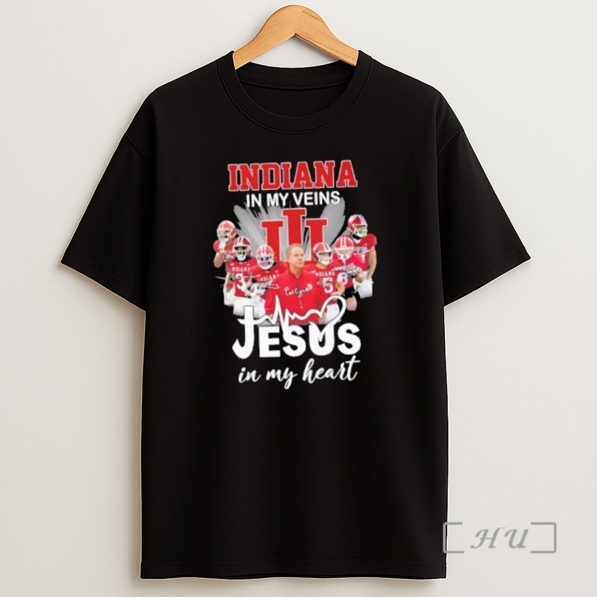 Officials Coach Curt Cignetti And Players Indiana Hoosiers In My Veins Jesus In My Heart Shirt Sweatshirt Tee