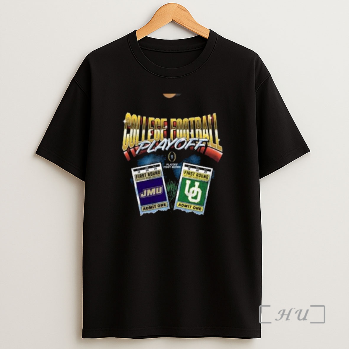 Officials College Football Playoff 2025 First Round Oregon Ducks Vs James Madison Dukes Matchup Ticket Circle Black Shirt Sweatshirt Tee