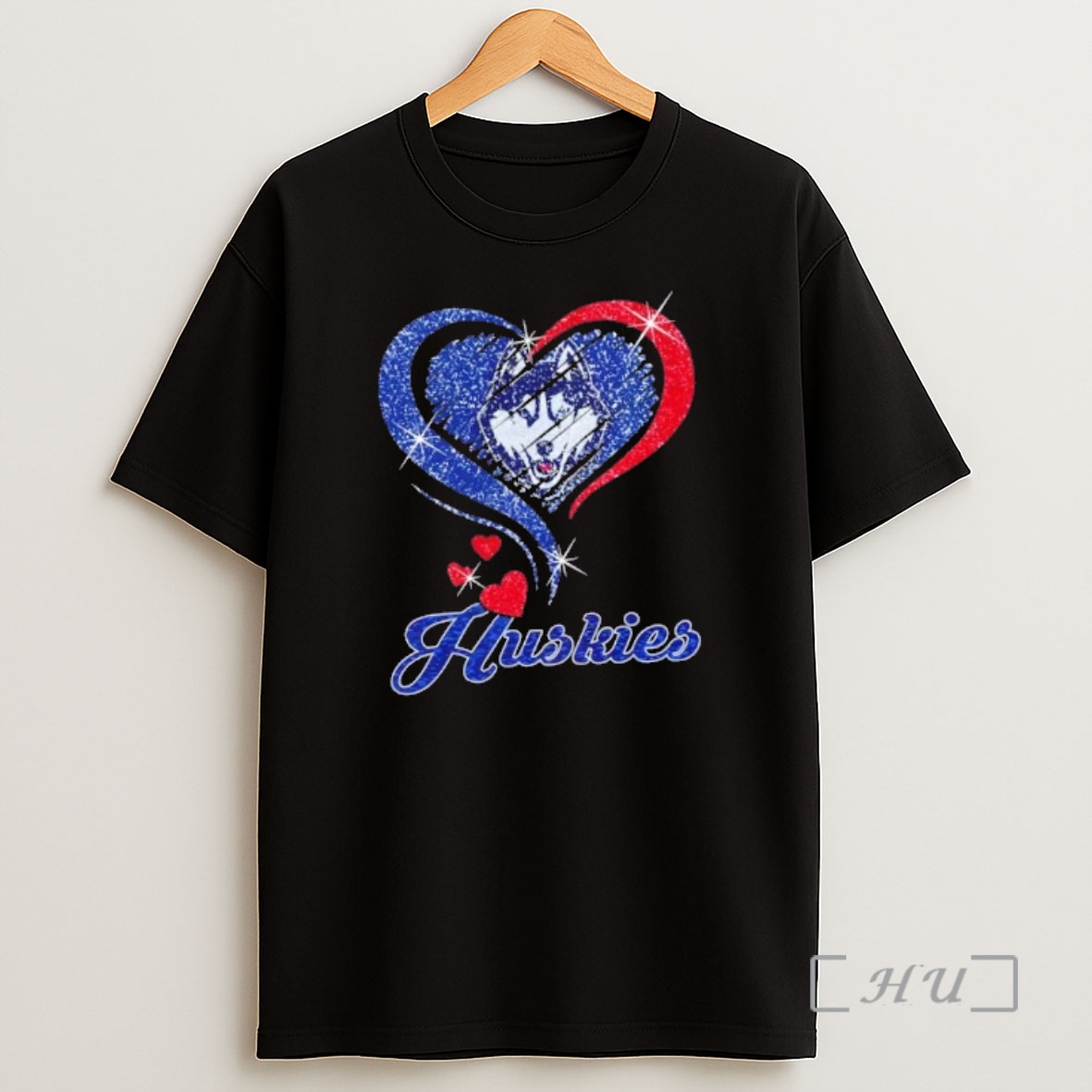 Officials Connecticut Huskies Football In Glitter Heart Fans Shirt Sweatshirt Tee