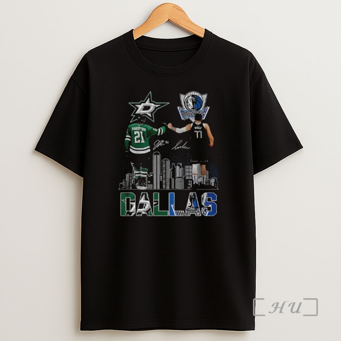 Officials Dallas Stars Jason Robertson Dallas Mavericks Luka Doncic 2025 Signature Premium Shirt Sweatshirt Tee