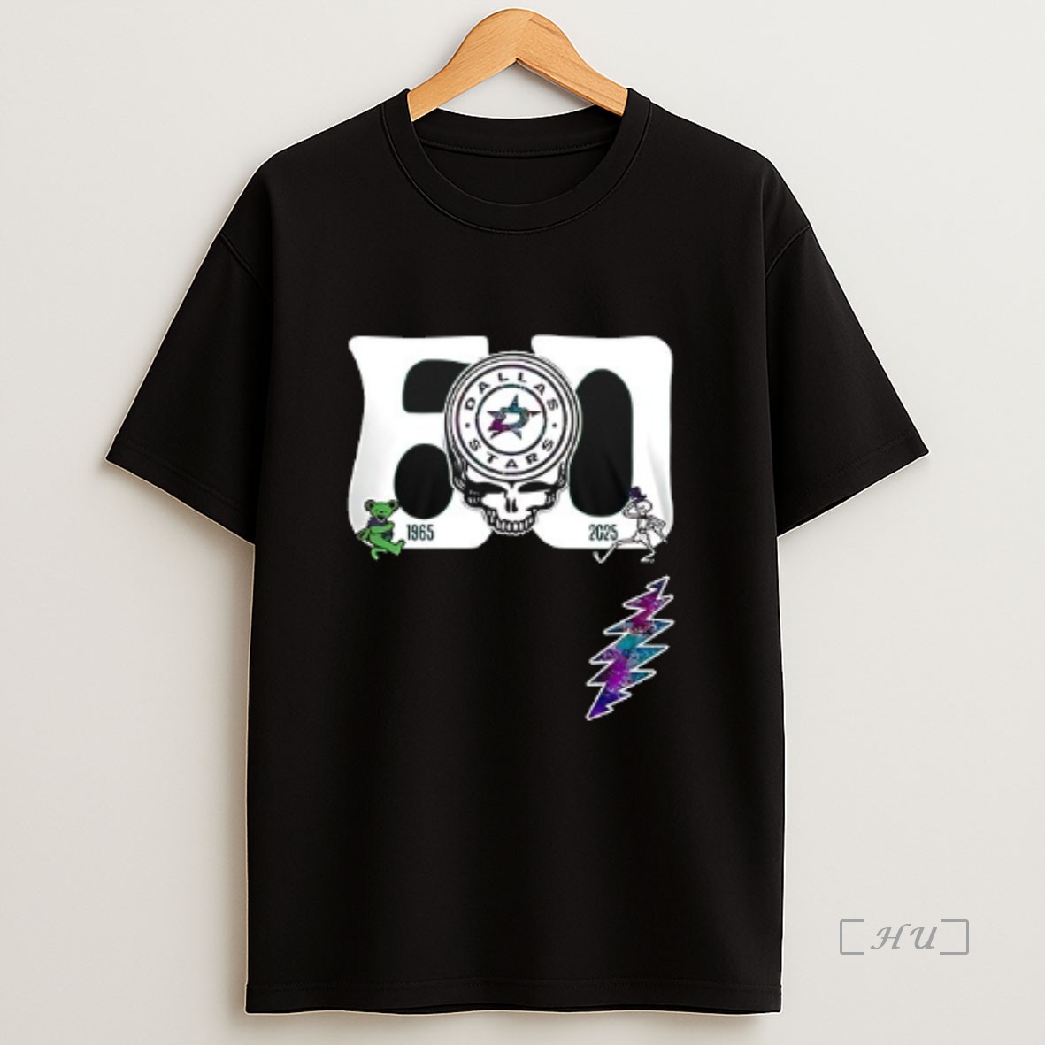 Officials Dallas Stars X Grateful Dead 60th Anniversary Bears Logo Double Sided Graphic Premium Shirt Sweatshirt Tee