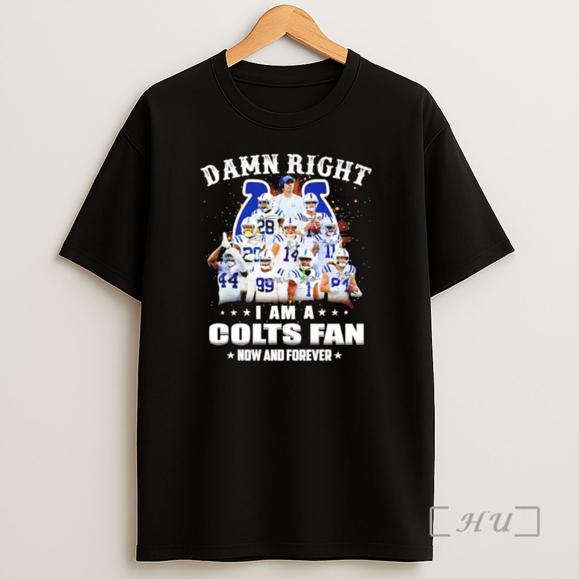 Officials Damn Right I Am A Colts Fan Now And Forever Player Collage Christmas Tree Signatures Premium Shirt Sweatshirt Tee
