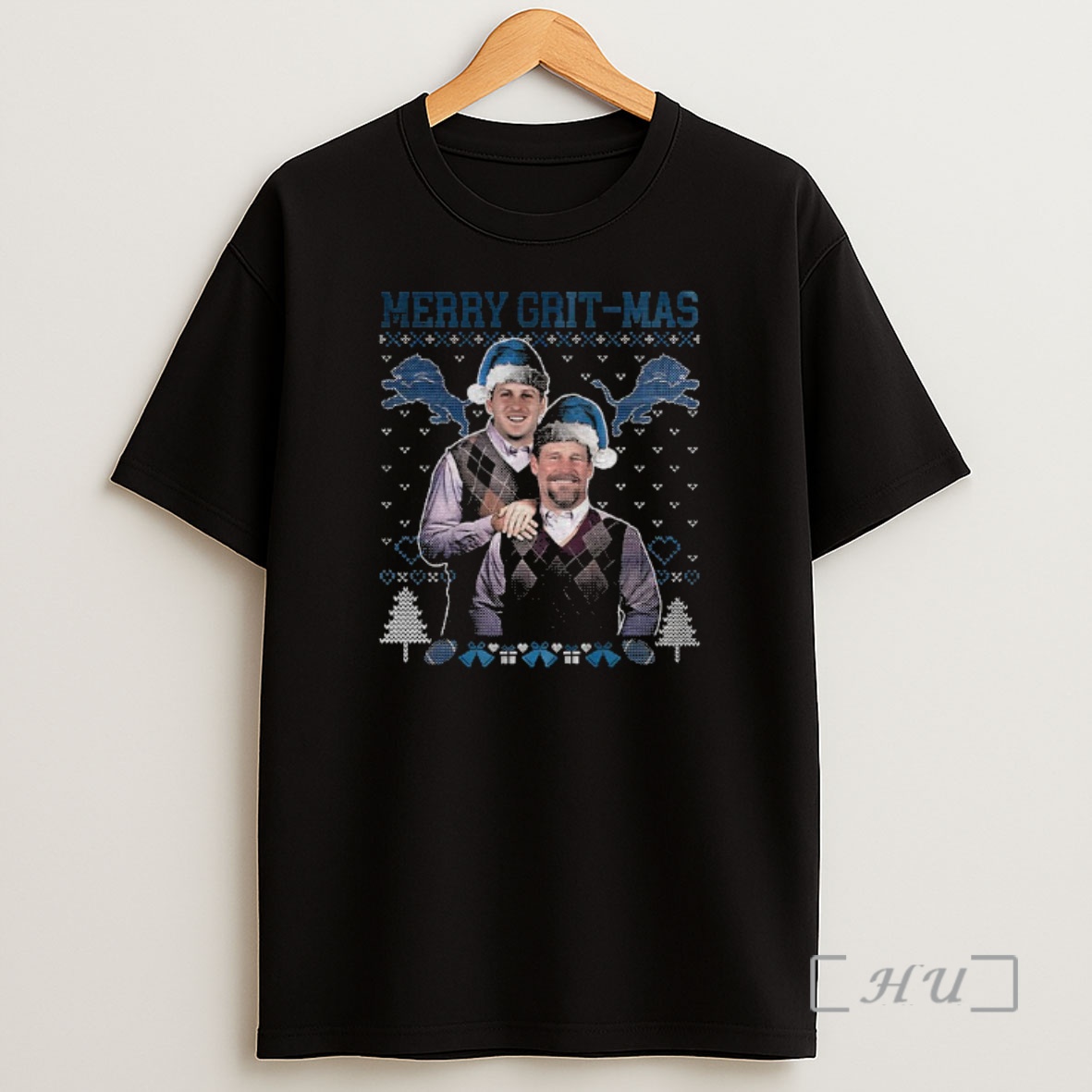 Officials Dan Campbell Jared Goff Merry Grit Mas Detroit Lions Christmas Premium Shirt Sweatshirt Tee