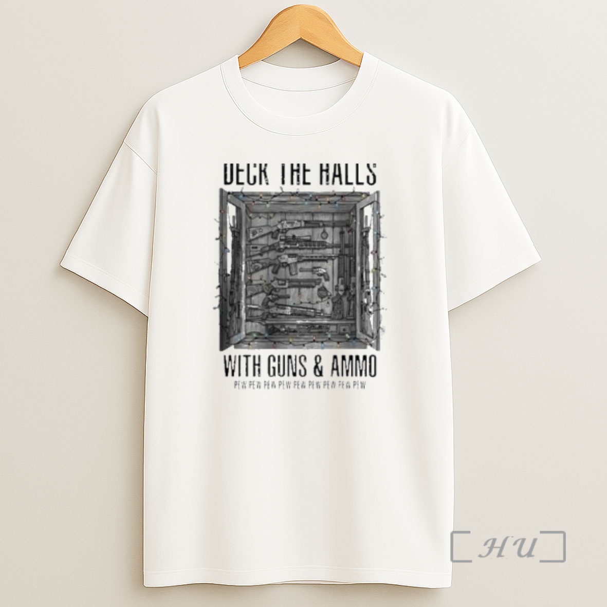 Officials Deck The Halls With Guns And Ammo Pew Pew Pew Pew Pew Circle White Shirt Sweatshirt Tee