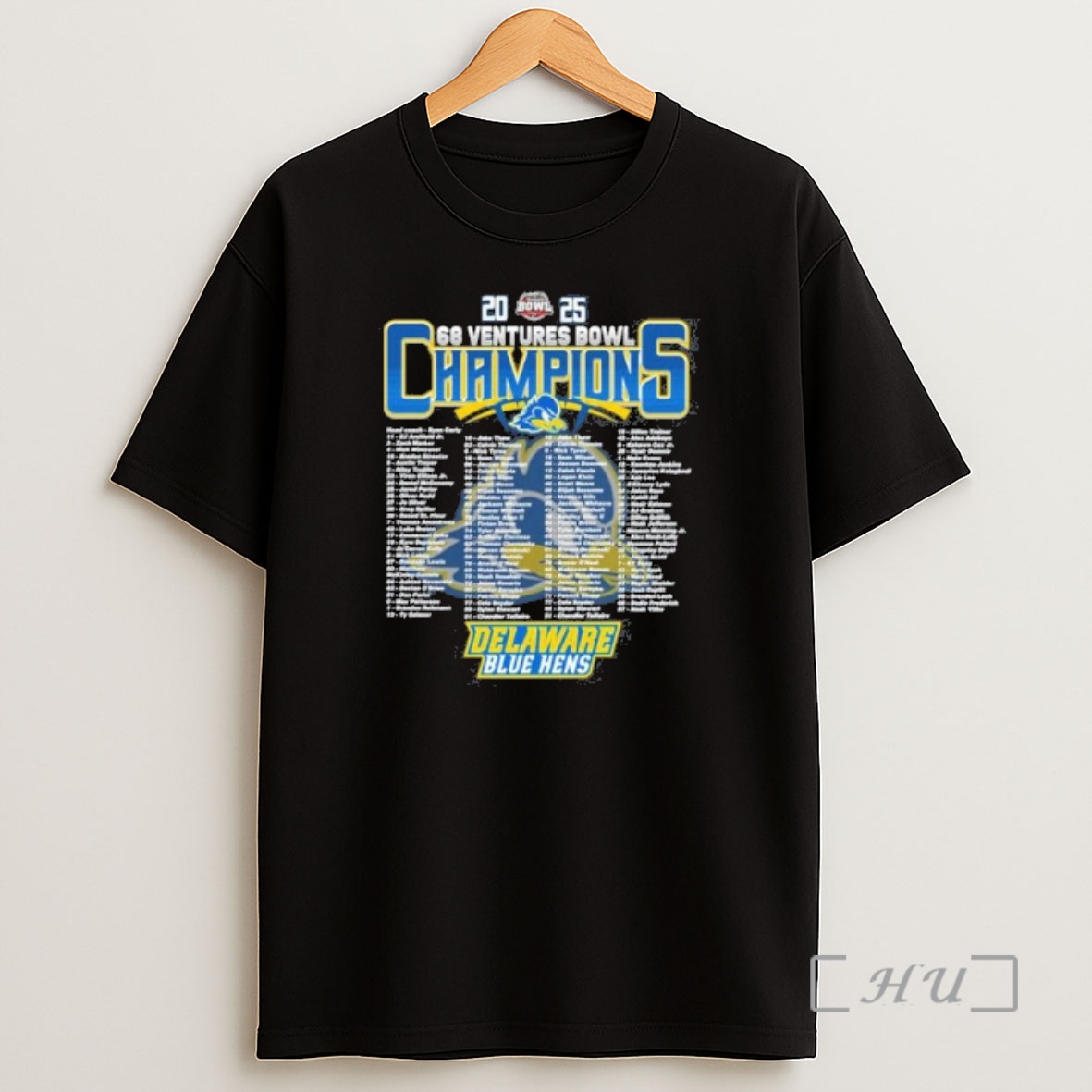 Officials Delaware Blue Hens 2025 68 Ventures Bowl Champions Roster Shirt Sweatshirt Tee