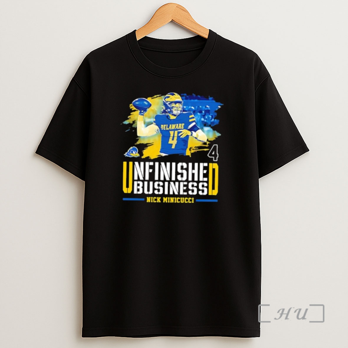 Officials Delaware Fightin Blue Hens Nick Minicucci Unfinished Business Shirt Sweatshirt Tee