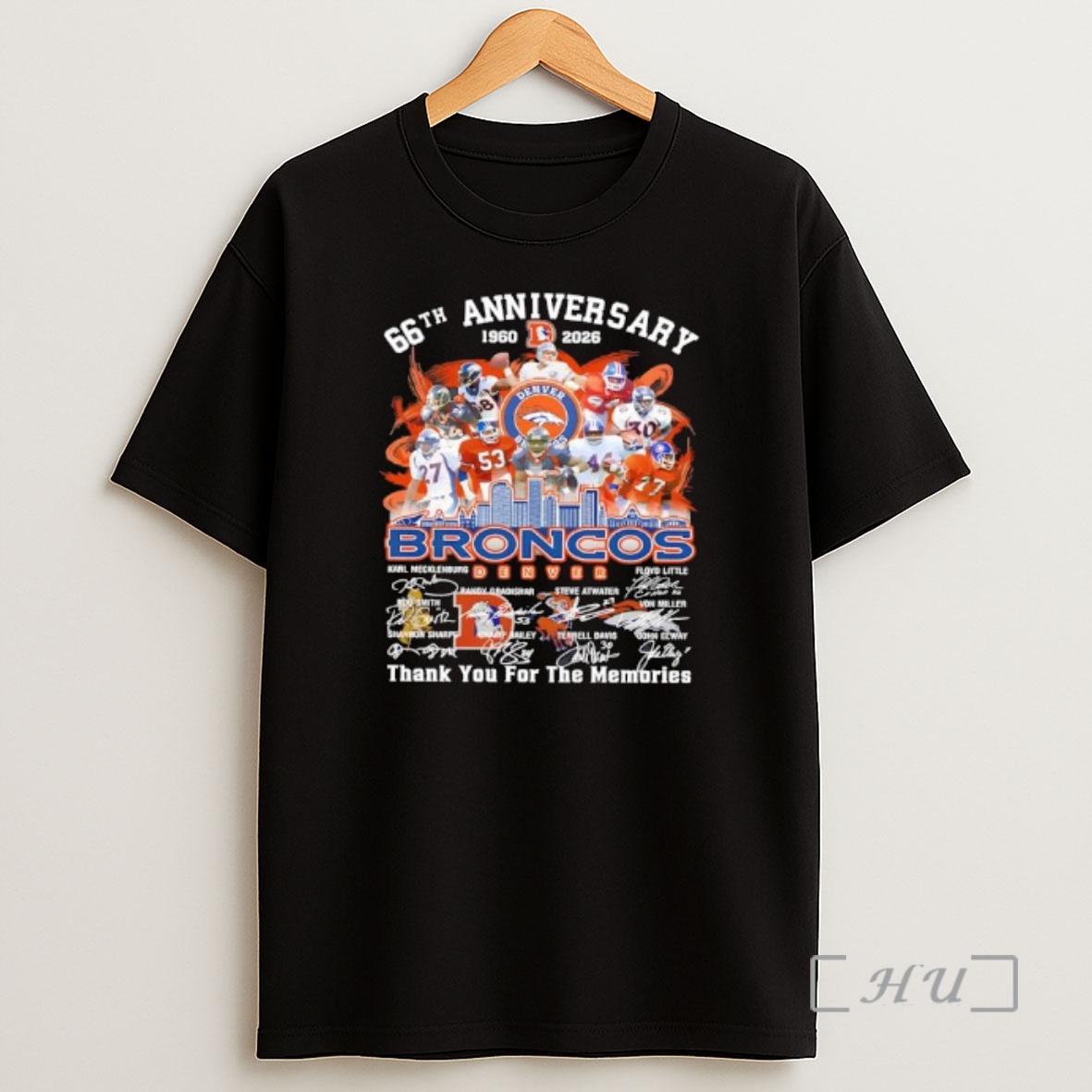 Officials Denver Broncos 1960 2026 66th Anniversary Thank For The Memories Signatures Shirt Sweatshirt Tee