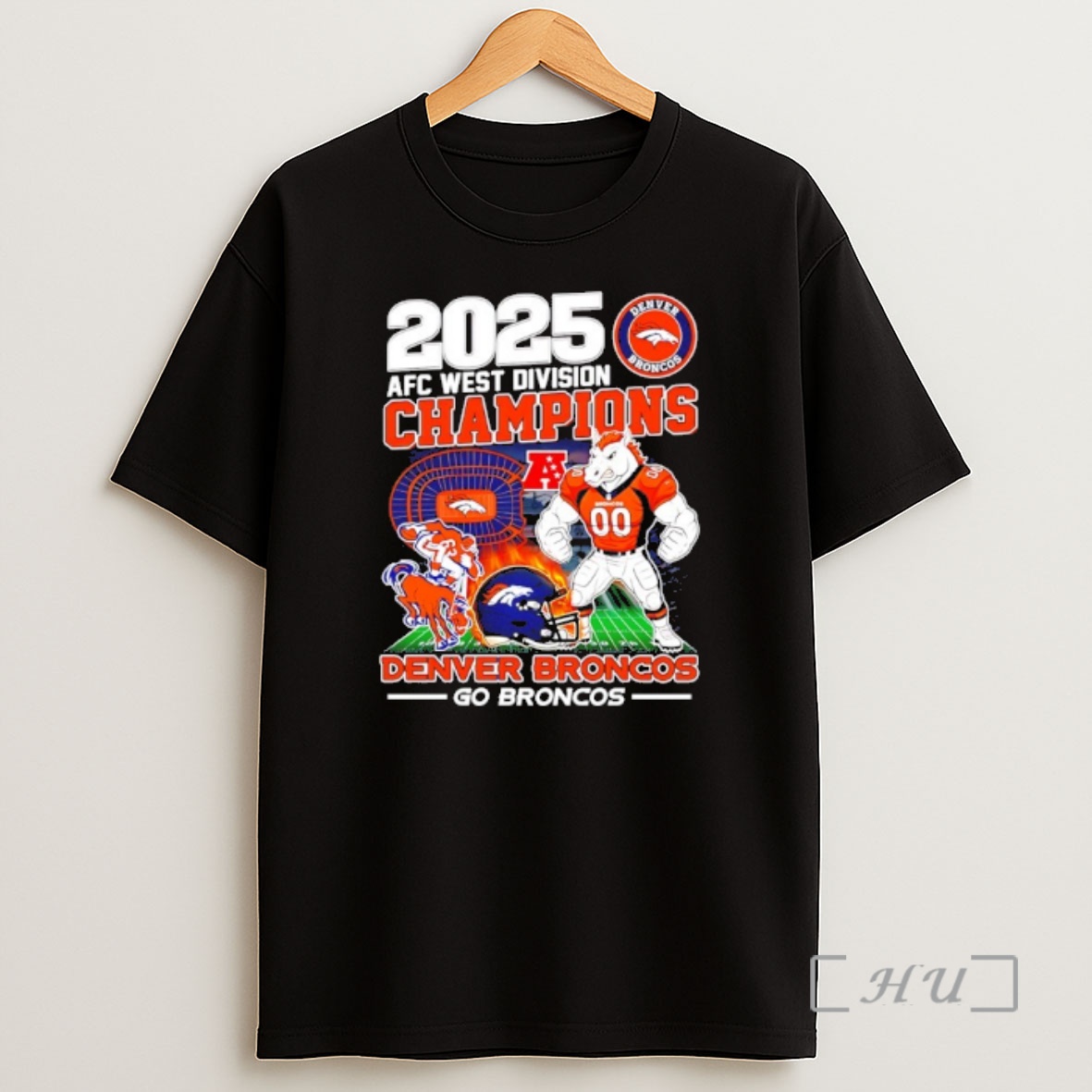 Officials Denver Broncos 2025 Afc West Division Champions Go Broncos Mascot Shirt Sweatshirt Tee